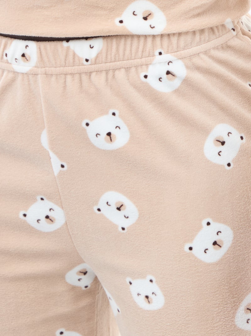 Conjunto de pijama comprido polar t-shirt + calças - 2 peças Cinza - Kiabi