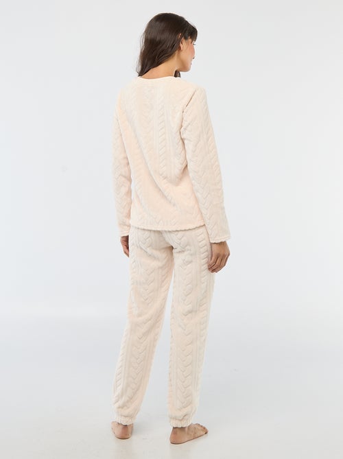 Conjunto de pijama comprido quente e material texturizado - 2 peças - Kiabi