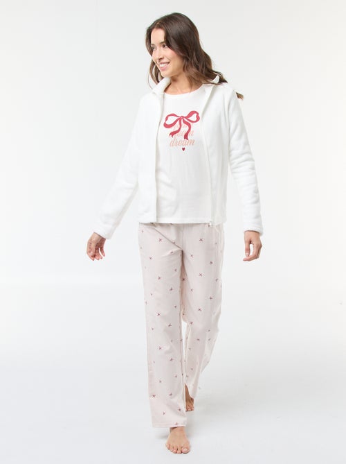 Conjunto de pijama comprido + sweat com fecho em polar - 3 peças - Kiabi