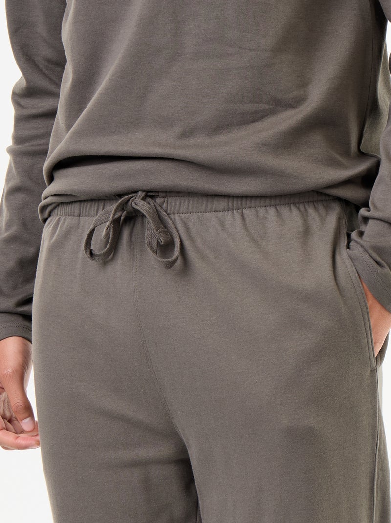 Conjunto de pijama comprido t-shirt + calças - 2 peças Caqui - Kiabi