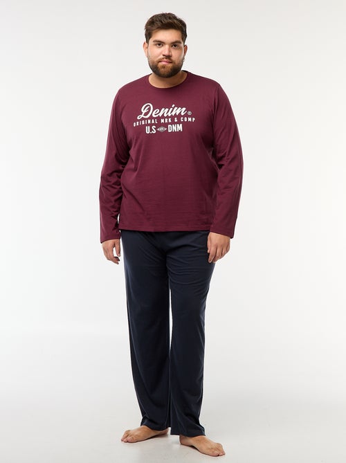 Conjunto de pijama comprido t-shirt + calças - 2 peças - Kiabi