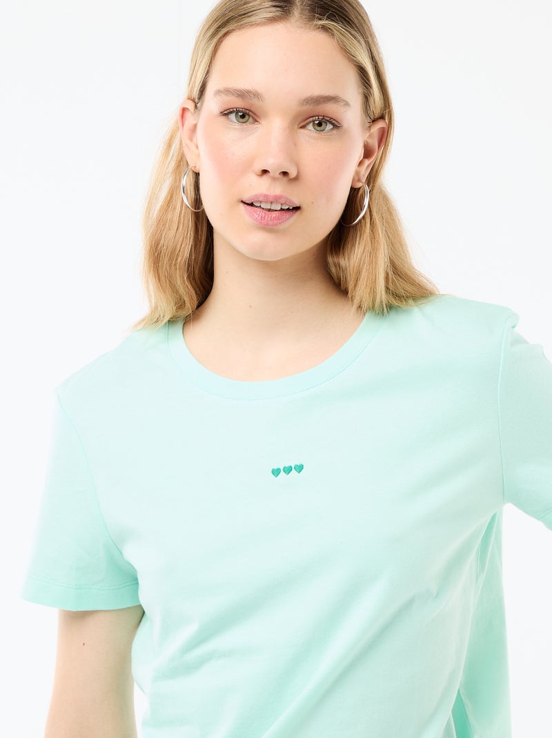 Conjunto de pijama comprido t-shirt + calças aos quadrados - 2 peças Verde - Kiabi