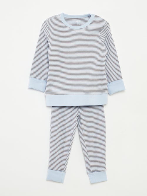 Conjunto de pijama comprido t-shirt + calças às riscas - 2 peças - Kiabi
