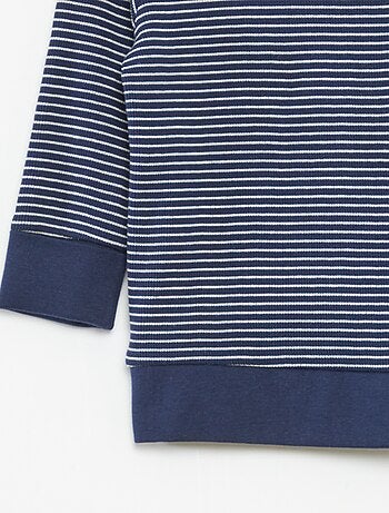 Conjunto de pijama comprido t-shirt + calças às riscas - 2 peças