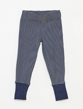 Conjunto de pijama comprido t-shirt + calças às riscas - 2 peças