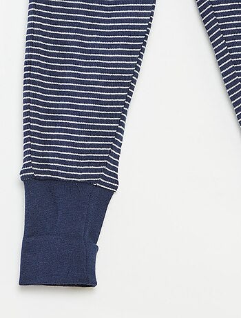 Conjunto de pijama comprido t-shirt + calças às riscas - 2 peças