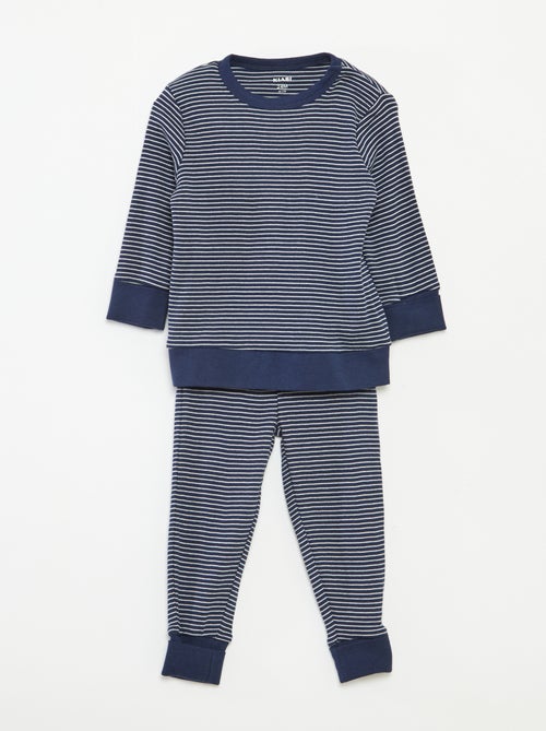 Conjunto de pijama comprido t-shirt + calças às riscas - 2 peças - Kiabi