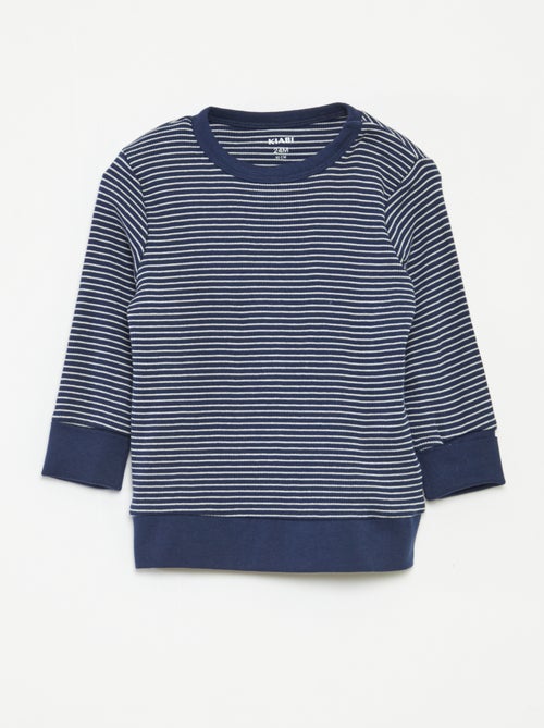 Conjunto de pijama comprido t-shirt + calças às riscas - 2 peças - Kiabi