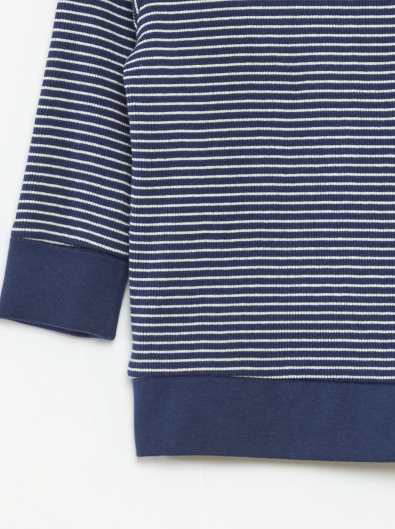 Conjunto de pijama comprido t-shirt + calças às riscas - 2 peças Azul - Kiabi