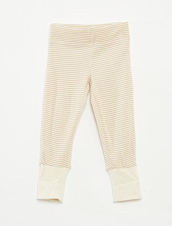 Conjunto de pijama comprido t-shirt + calças às riscas - 2 peças
