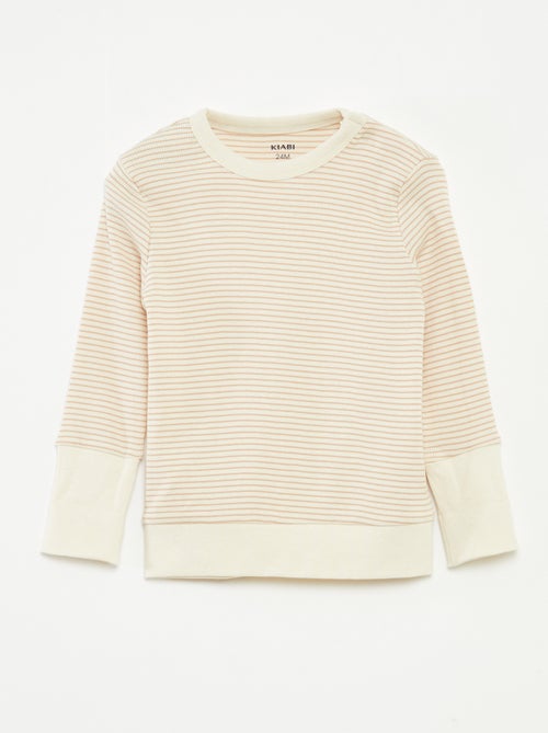 Conjunto de pijama comprido t-shirt + calças às riscas - 2 peças - Kiabi