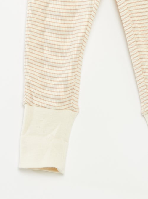 Conjunto de pijama comprido t-shirt + calças às riscas - 2 peças - Kiabi