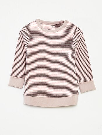 Conjunto de pijama comprido t-shirt + calças às riscas - 2 peças