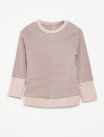Conjunto de pijama comprido t-shirt + calças às riscas - 2 peças