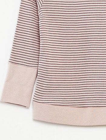 Conjunto de pijama comprido t-shirt + calças às riscas - 2 peças