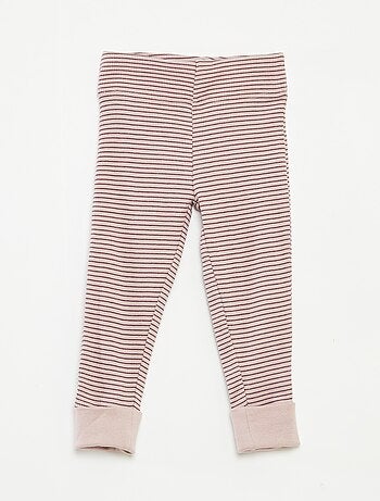 Conjunto de pijama comprido t-shirt + calças às riscas - 2 peças
