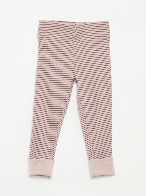 Conjunto de pijama comprido t-shirt + calças às riscas - 2 peças - Kiabi Conjunto de pijama comprido t-shirt + calças às riscas - 2 peças - Kiabi