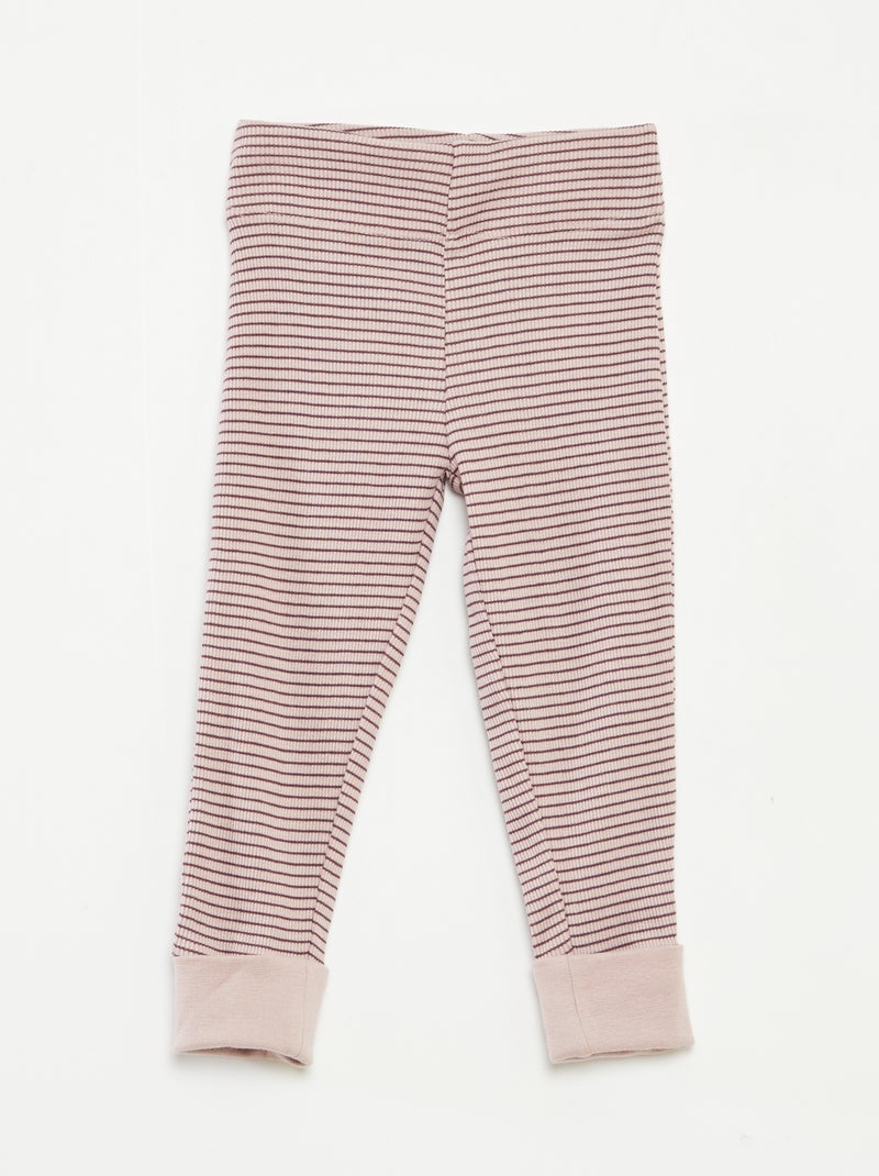 Conjunto de pijama comprido t-shirt + calças às riscas - 2 peças Violeta - Kiabi