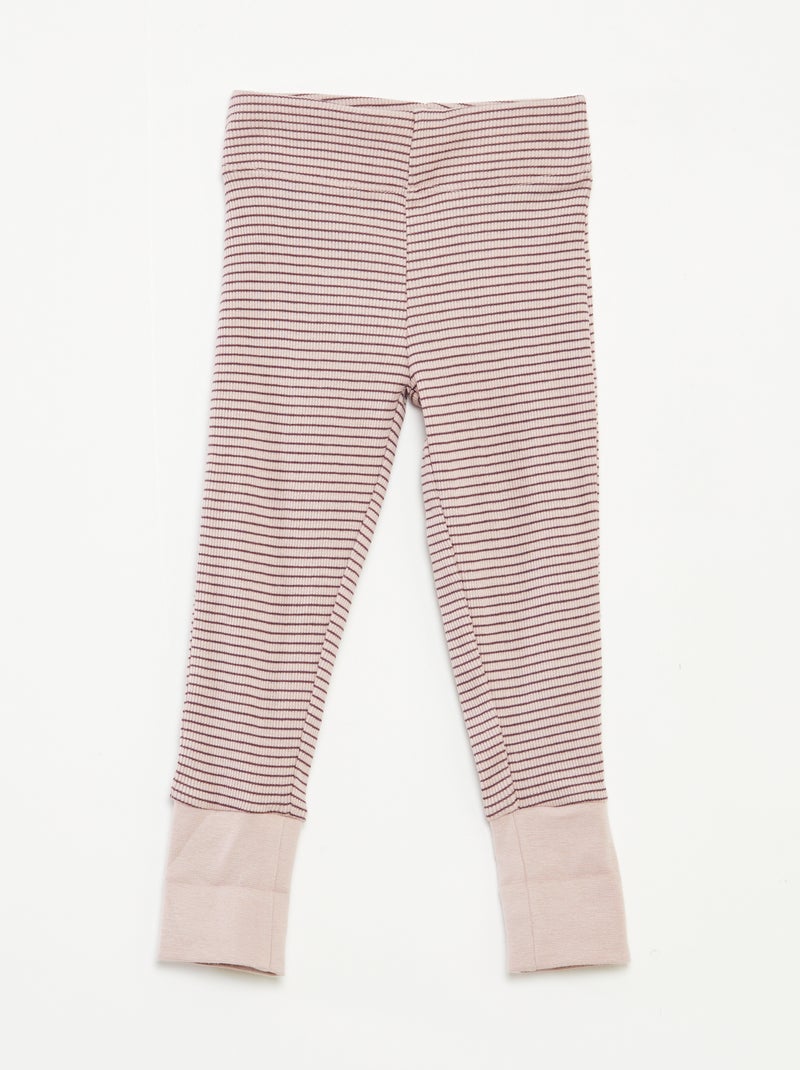 Conjunto de pijama comprido t-shirt + calças às riscas - 2 peças Violeta - Kiabi