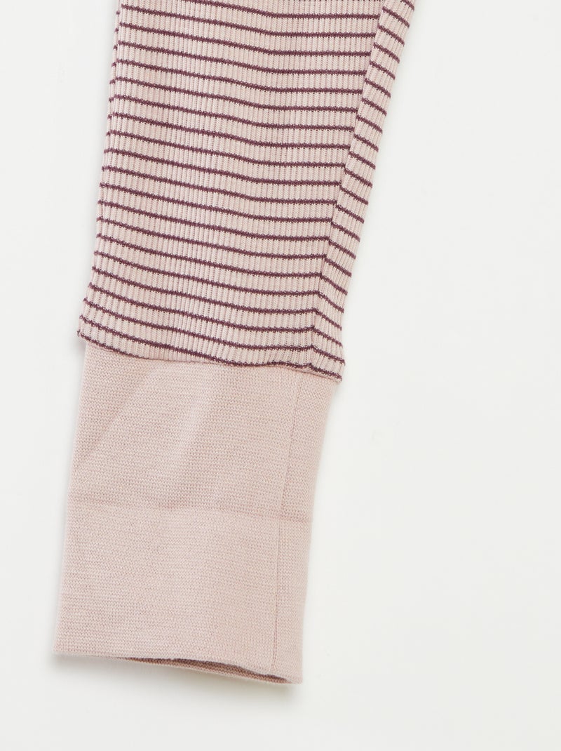 Conjunto de pijama comprido t-shirt + calças às riscas - 2 peças Violeta - Kiabi