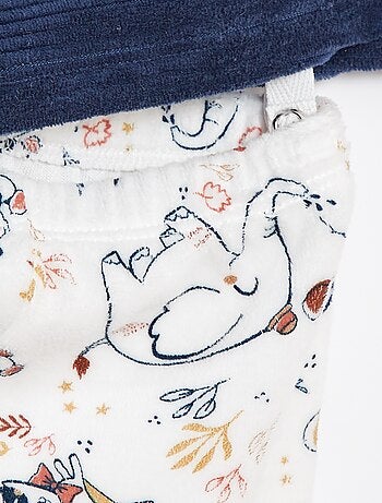 Conjunto de pijama comprido t-shirt + calças com pés polares - 2 peças