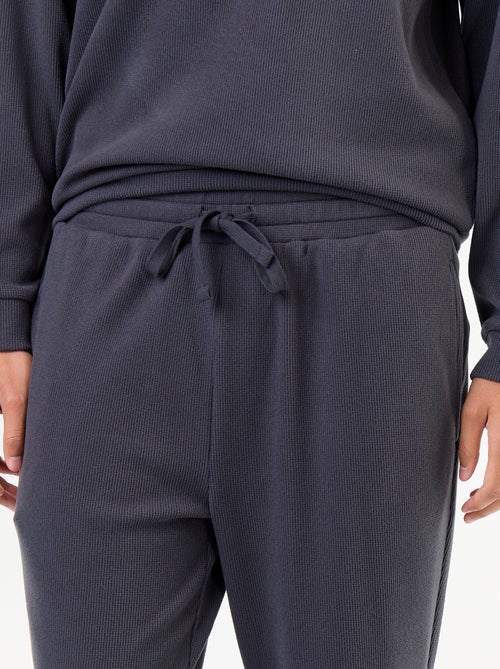 Conjunto de pijama comprido t-shirt + calças com textura waffle - 2 peças - Kiabi