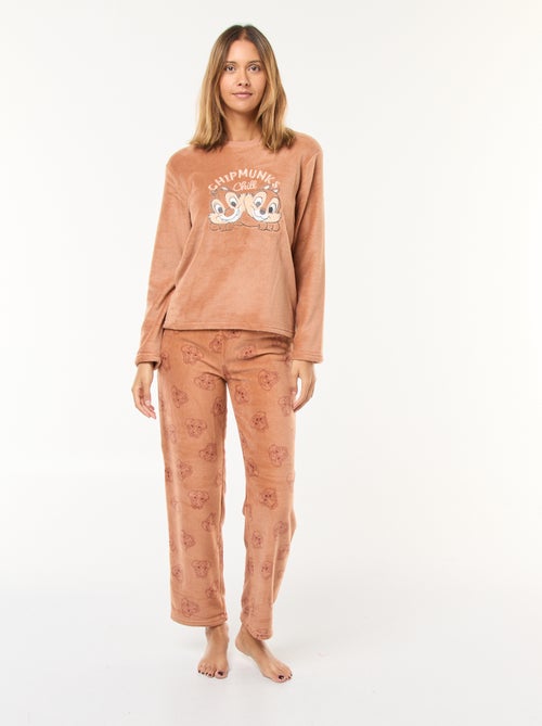 Conjunto de pijama comprido 'Tic Tac' 'Disney' em polar - 2 peças - Kiabi