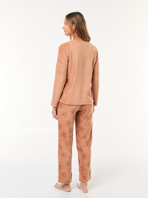 Conjunto de pijama comprido 'Tic Tac' 'Disney' em polar - 2 peças - Kiabi