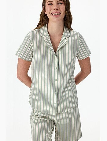 Conjunto de pijama confortável às riscas com camisa de manga curta penti