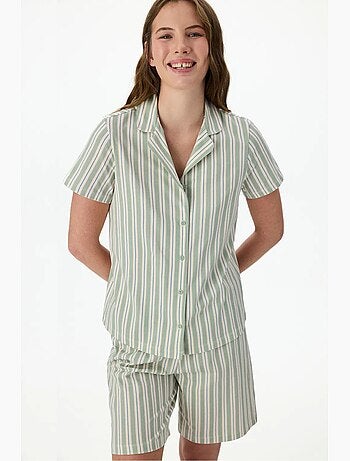 Conjunto de pijama confortável às riscas com camisa de manga curta penti