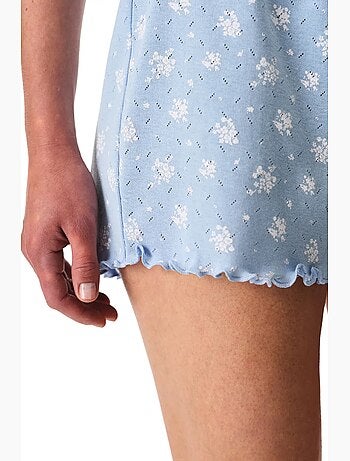 Conjunto de pijama coralie pointel crunchy com padrão floral, manga curta e shorts penti