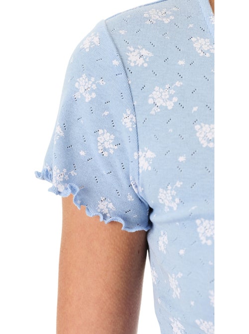 Conjunto de pijama coralie pointel crunchy com padrão floral, manga curta e shorts penti - Kiabi Conjunto de pijama coralie pointel crunchy com padrão floral, manga curta e shorts penti - Kiabi