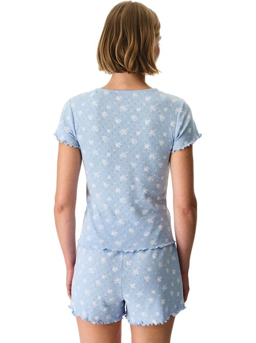 Conjunto de pijama coralie pointel crunchy com padrão floral, manga curta e shorts penti - Kiabi Conjunto de pijama coralie pointel crunchy com padrão floral, manga curta e shorts penti - Kiabi