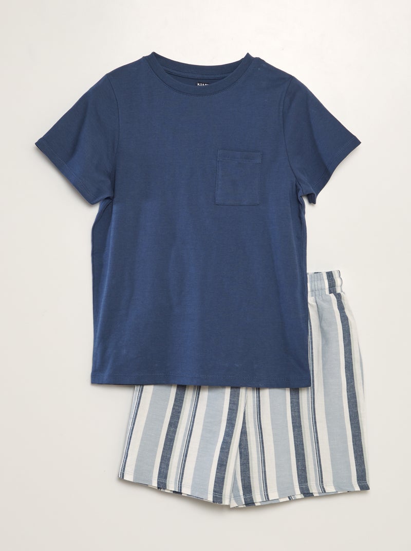 Conjunto de pijama curto - 2 peças AZUL - Kiabi