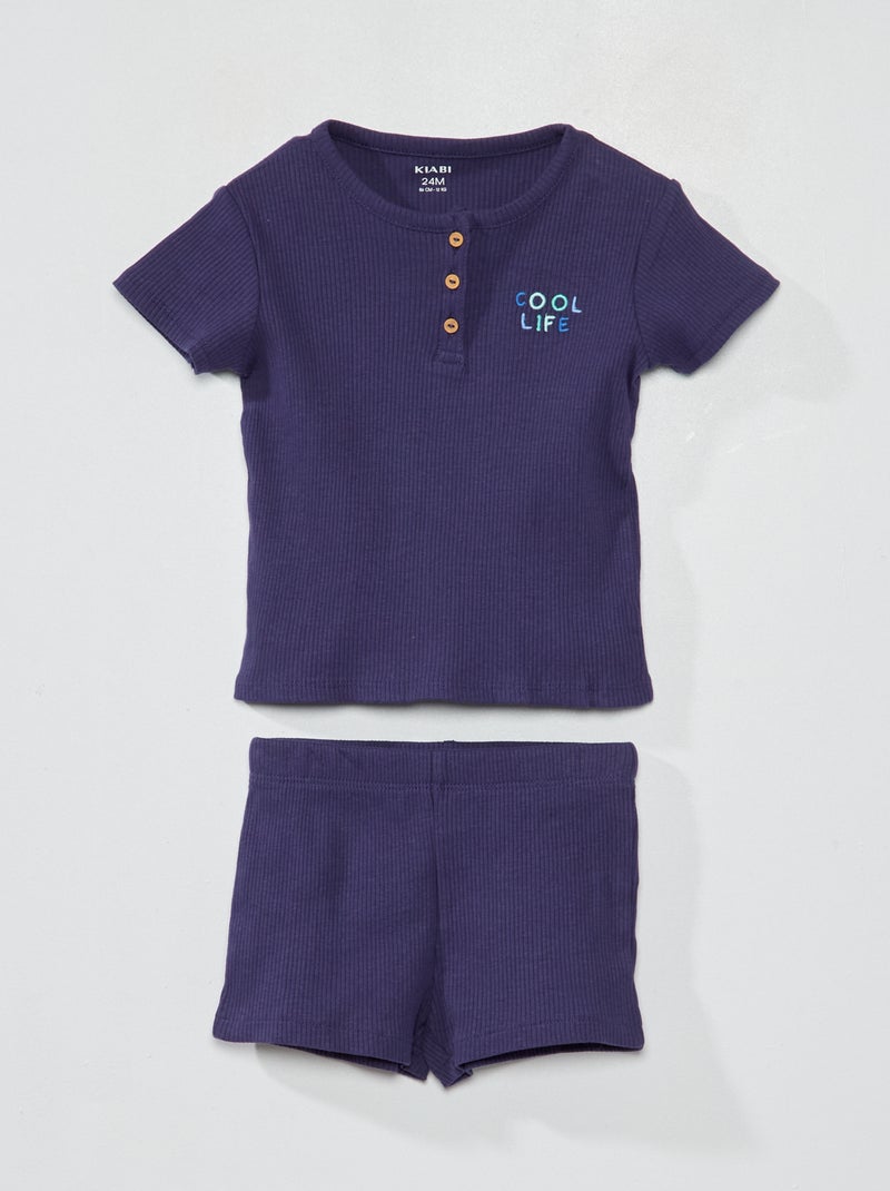 Conjunto de pijama curto - 2 peças AZUL - Kiabi