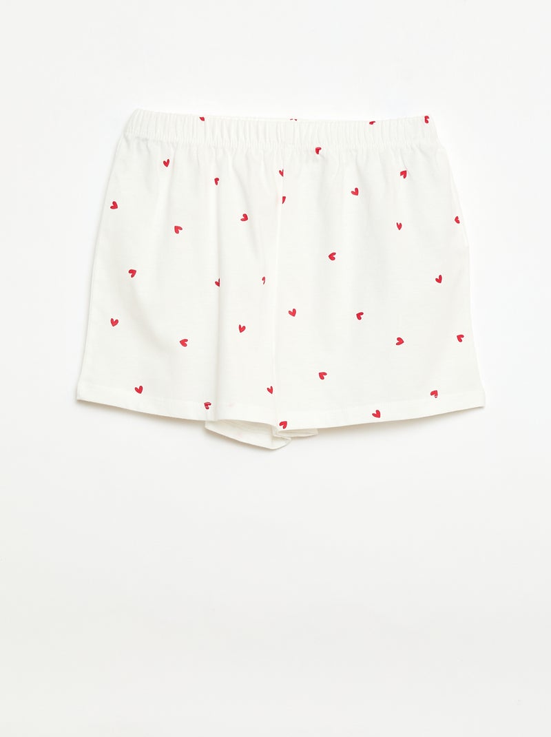 Conjunto de pijama curto - 2 peças Branco - Kiabi