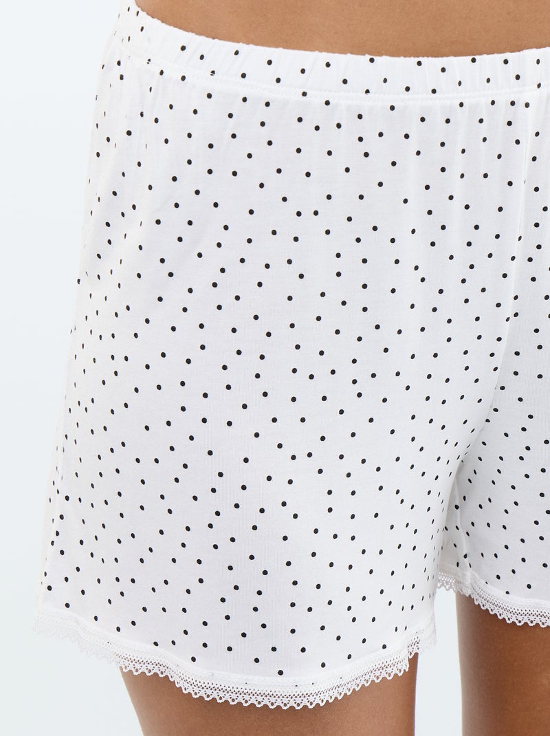 Conjunto de pijama curto - 2 peças Branco - Kiabi