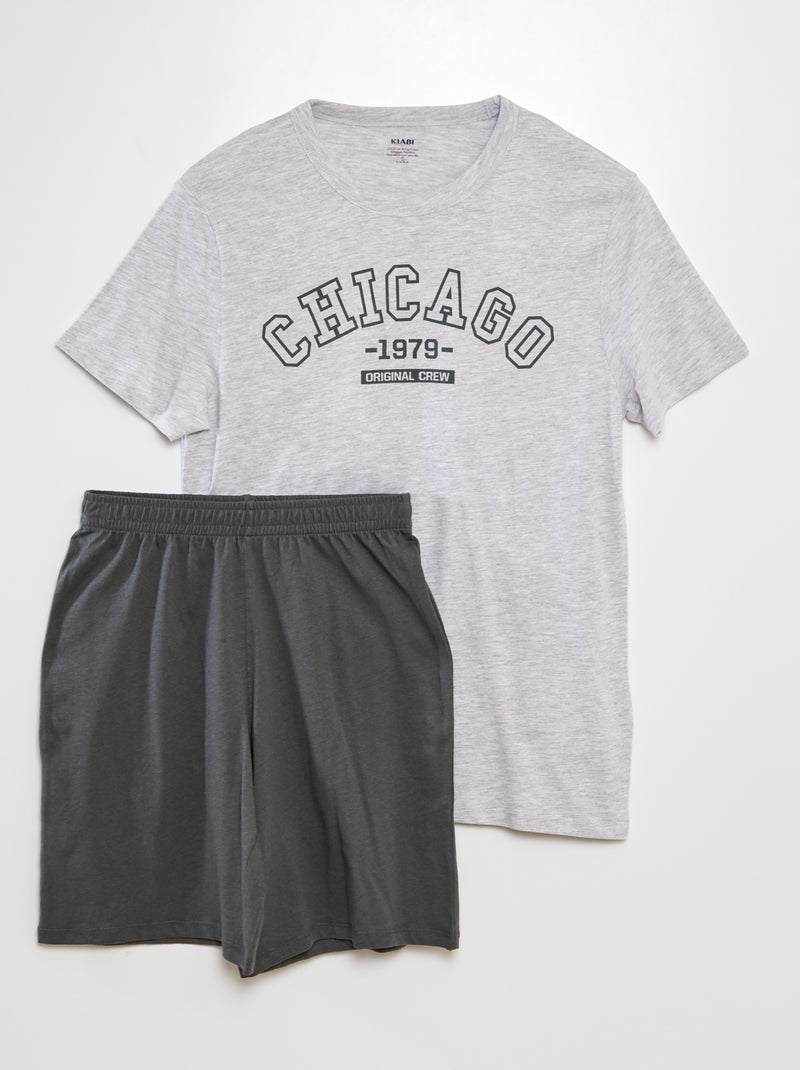 Conjunto de pijama curto  - 2 peças CINZA - Kiabi