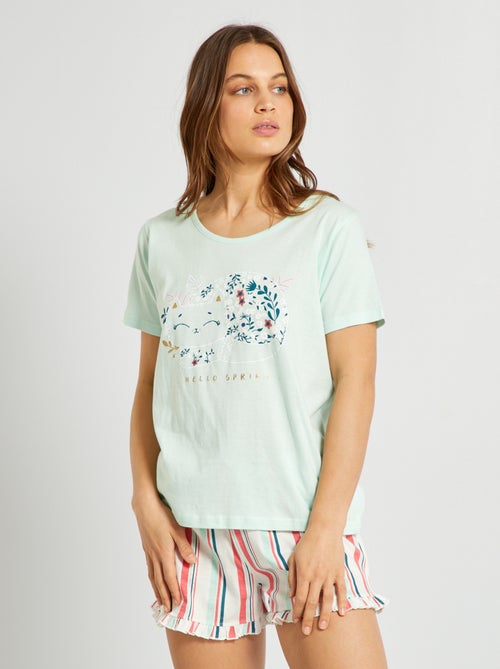 Conjunto de pijama curto - 2 peças - Kiabi