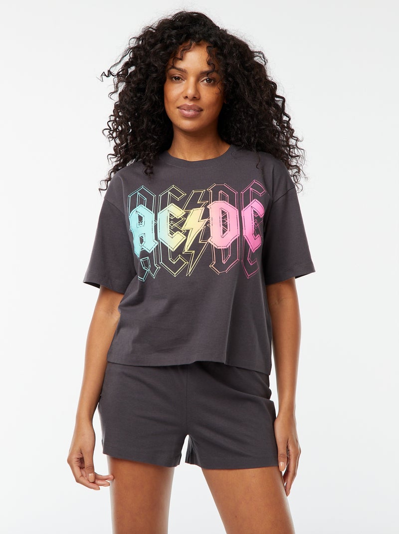 Conjunto de pijama curto 'ACDC' - 2 peças PRETO - Kiabi