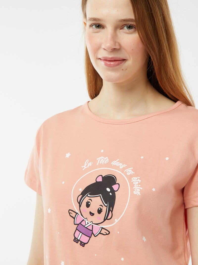 Conjunto de pijama curto + calções - 2 peças ROSA - Kiabi
