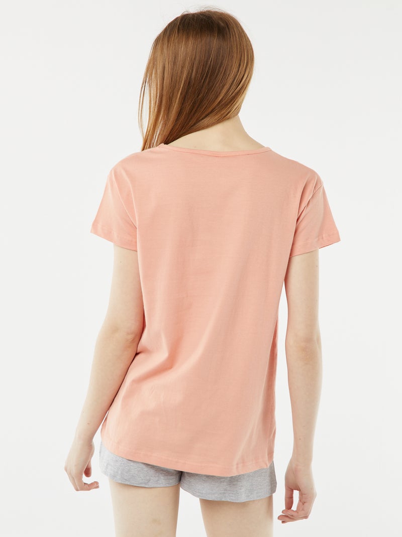 Conjunto de pijama curto + calções - 2 peças ROSA - Kiabi