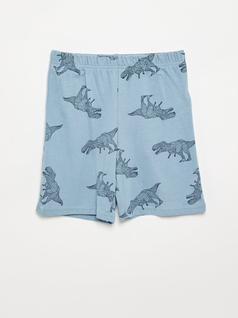 Conjunto de pijama curto, calções + t-shirt - 2 peças Azul - Kiabi