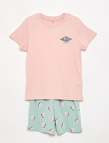 Conjunto de pijama curto, calções + t-shirt - 2 peças