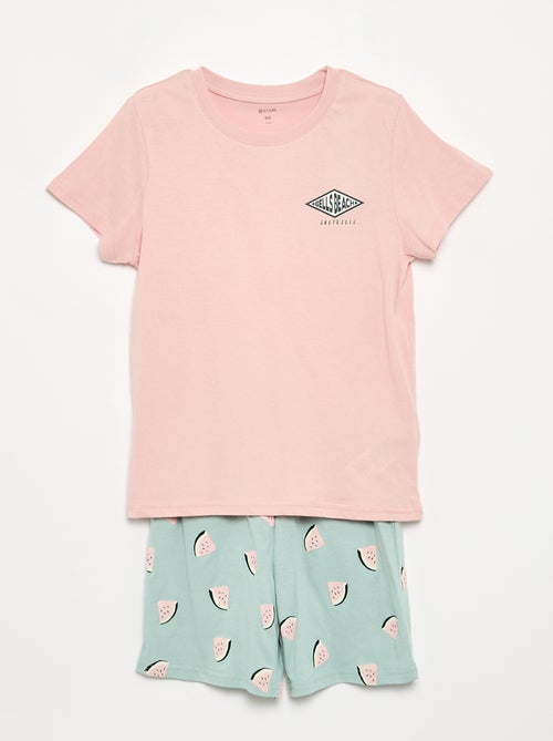 Conjunto de pijama curto, calções + t-shirt - 2 peças - Kiabi