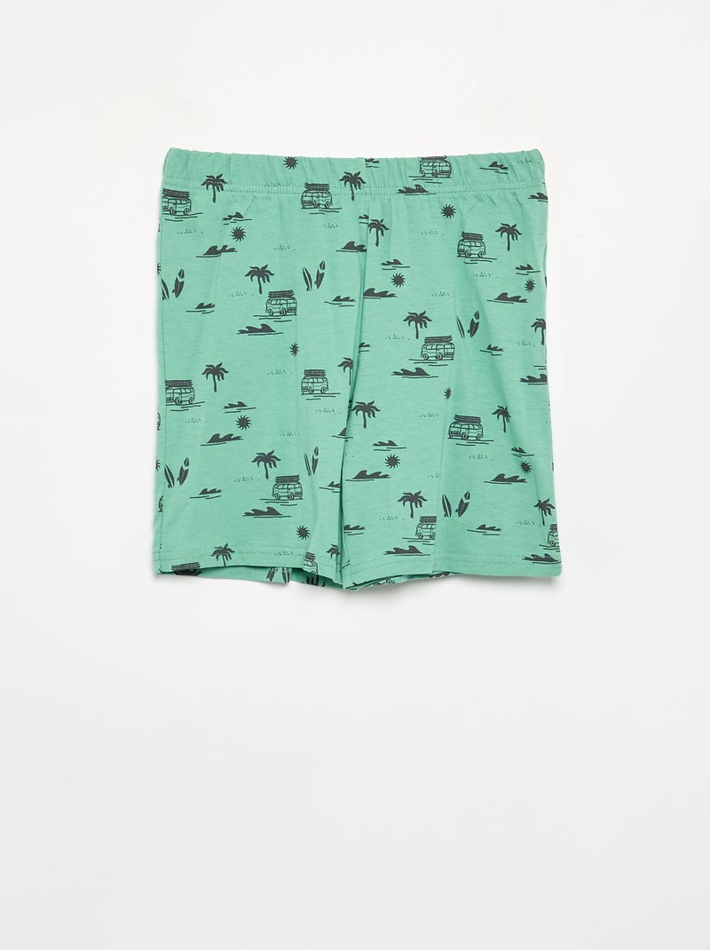 Conjunto de pijama curto, calções + t-shirt - 2 peças Verde - Kiabi