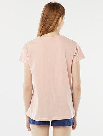 Conjunto de pijama curto calções + t-shirt estampada - 2 peças