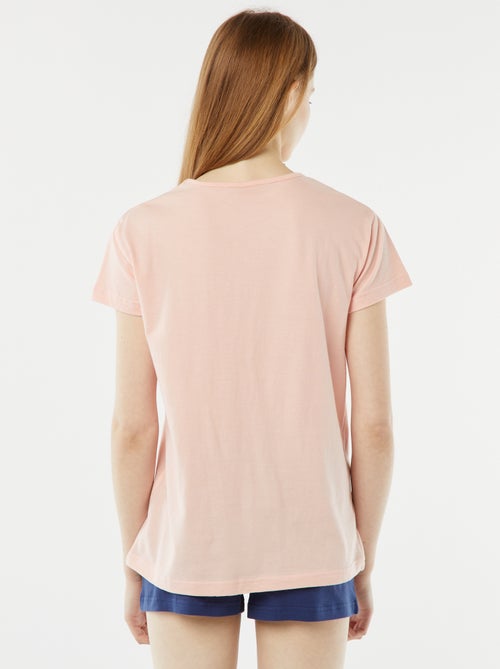 Conjunto de pijama curto calções + t-shirt estampada - 2 peças - Kiabi