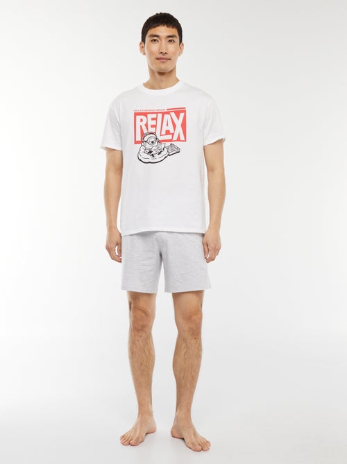 Conjunto de pijama curto com calções + t-shirt 'Mínimos' -  2 peças - Kiabi