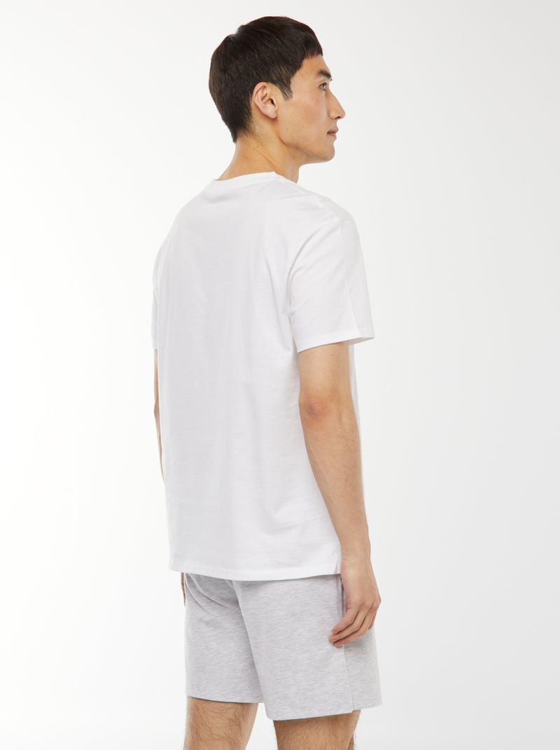 Conjunto de pijama curto com calções + t-shirt 'Mínimos' -  2 peças BRANCO - Kiabi